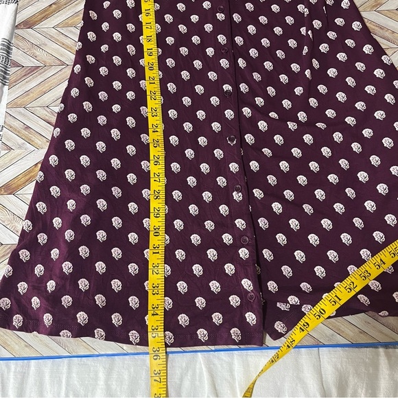 Garnet Hill Green Cotton Button Front Burgundy Knit Tank Dress Jersey Knit Comfy - Picture 10 of 10